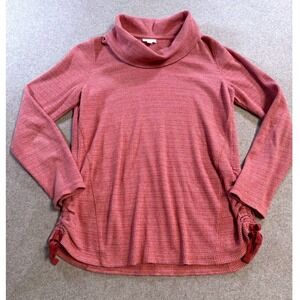 J. Jill Cowl Neck Tunic Womens Size Medium Rose Pink Waffle Knit Ruched Side Tie